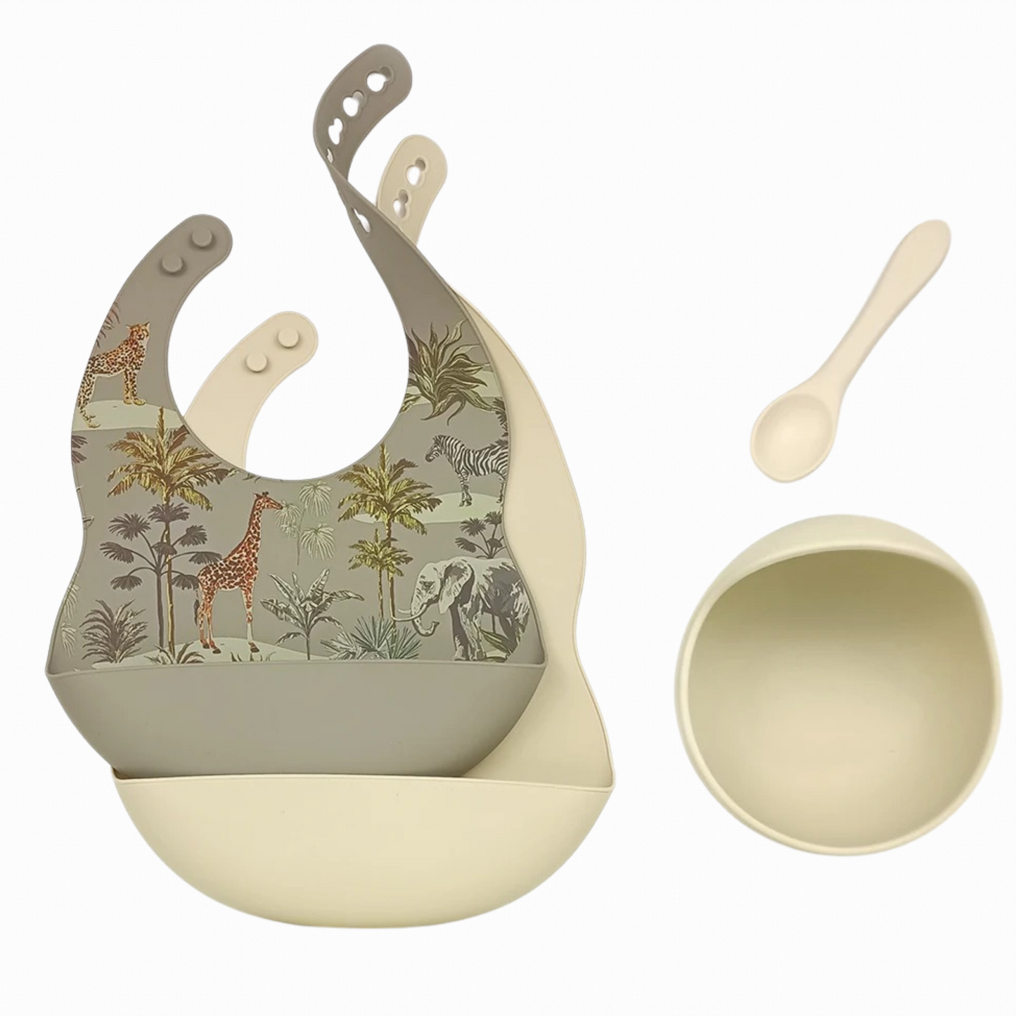 Silicone Mealtime Set by LeSio: Bibs, Bowl & Spoon Collection