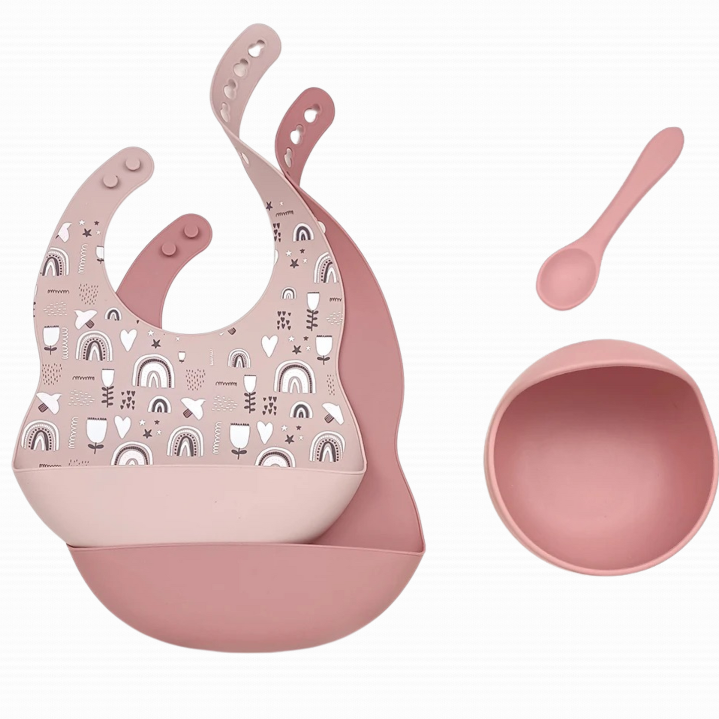 Silicone Mealtime Set by LeSio: Bibs, Bowl & Spoon Collection